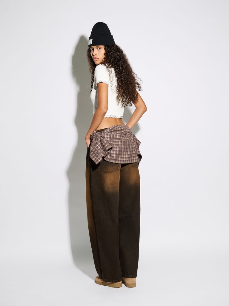WIDE-LEG JEANS WITH SHIRT WAIST DETAIL - view 4