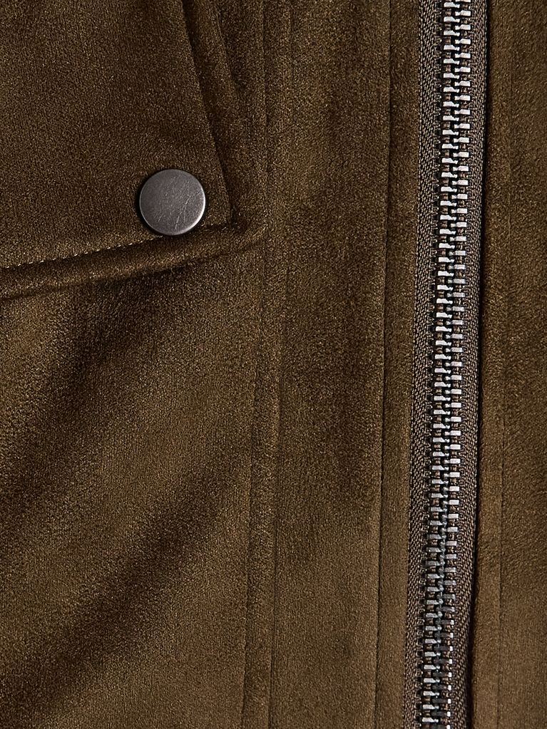 SUEDE-EFFECT BOMBER JACKET WITH HOOD - view 5