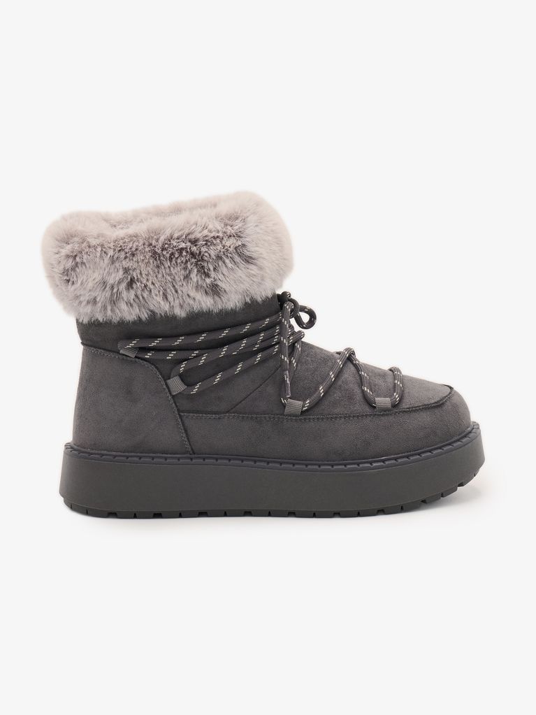 FAUX SUEDE BOOTS WITH FUR TRIM - view 2