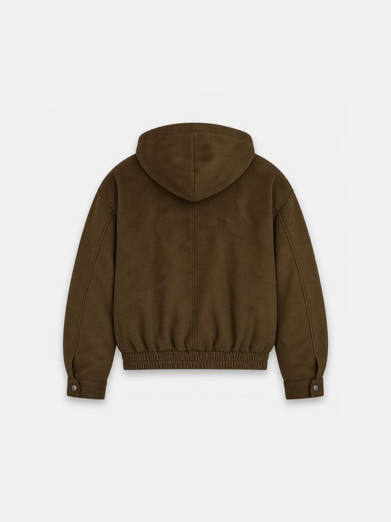 SUEDE-EFFECT BOMBER JACKET WITH HOOD - view 7
