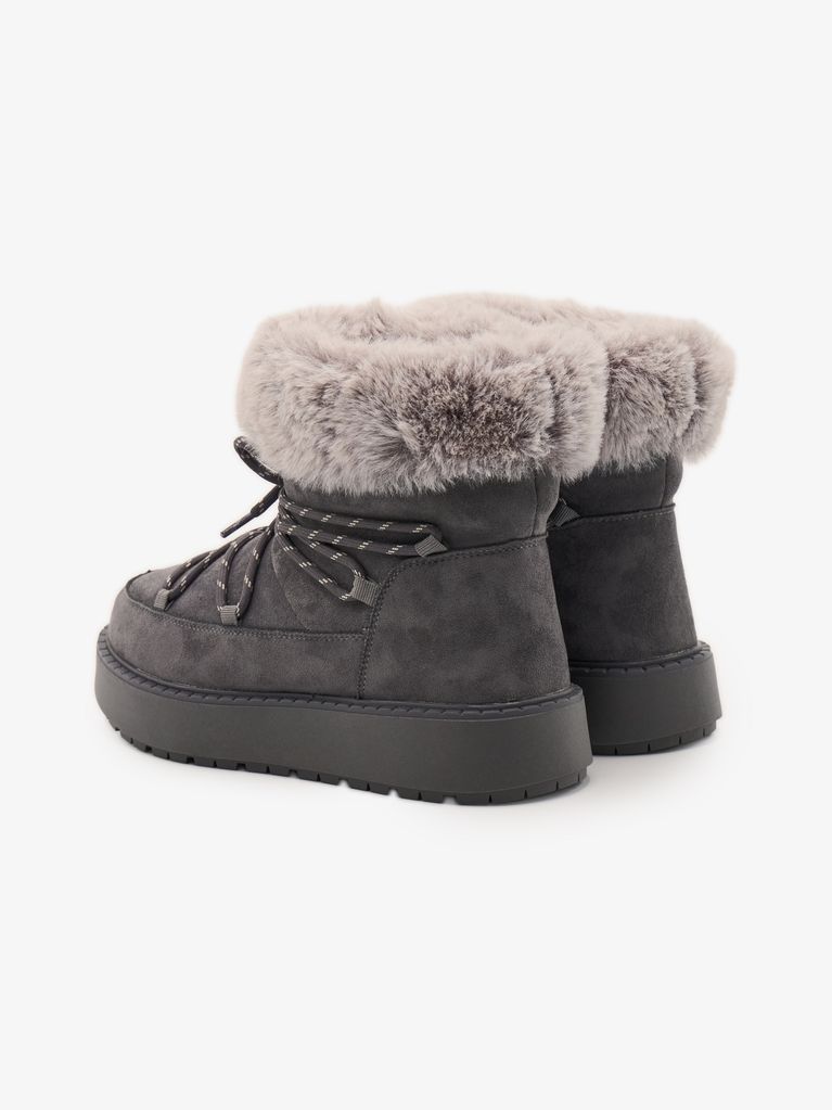 FAUX SUEDE BOOTS WITH FUR TRIM - view 4
